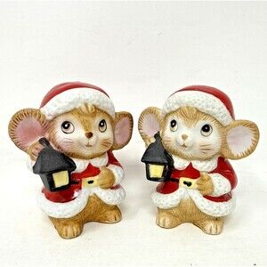 VTG Christmas Anthropomorphic Mice Mouse Salt Pepper Shakers 70s PWF Taiwan Cute